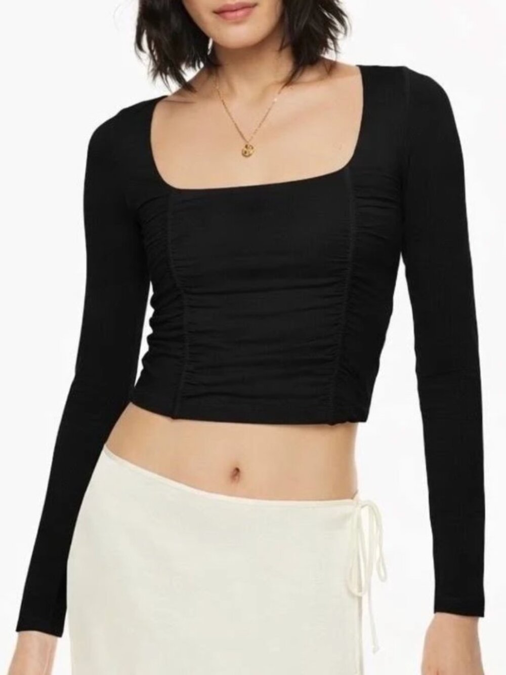 Aritzia Wilfred Black Square Neck Top